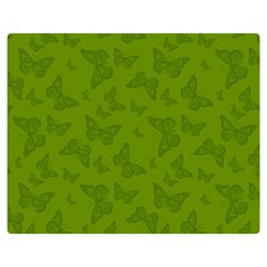 Avocado Green Butterfly Print Double Sided Flano Blanket (medium)  by SpinnyChairDesigns