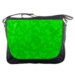 Chartreuse Green Butterfly Print Messenger Bag by SpinnyChairDesigns