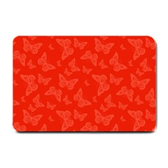 Vermilion Red Butterfly Print Small Doormat  by SpinnyChairDesigns