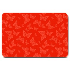 Vermilion Red Butterfly Print Large Doormat  by SpinnyChairDesigns