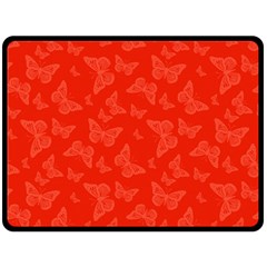 Vermilion Red Butterfly Print Fleece Blanket (large)  by SpinnyChairDesigns