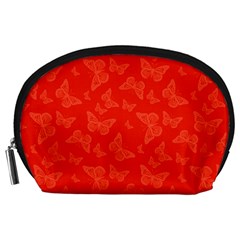 Vermilion Red Butterfly Print Accessory Pouch (large) by SpinnyChairDesigns