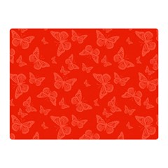 Vermilion Red Butterfly Print Double Sided Flano Blanket (mini)  by SpinnyChairDesigns