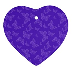 Violet Purple Butterfly Print Ornament (heart) by SpinnyChairDesigns
