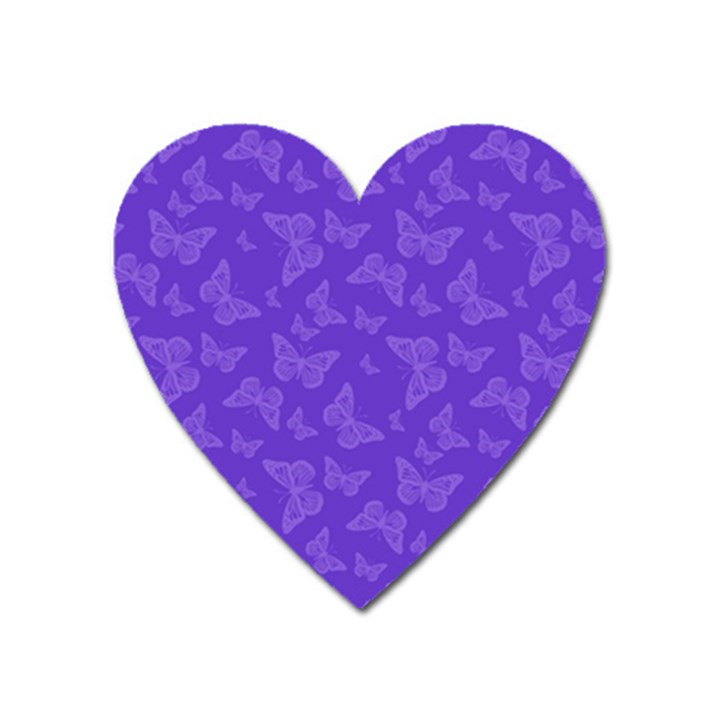 Violet Purple Butterfly Print Heart Magnet