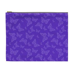 Violet Purple Butterfly Print Cosmetic Bag (xl) by SpinnyChairDesigns