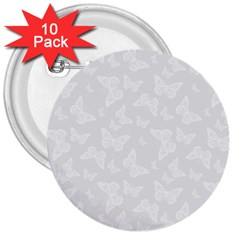 Wedding White Butterfly Print 3  Buttons (10 Pack)  by SpinnyChairDesigns