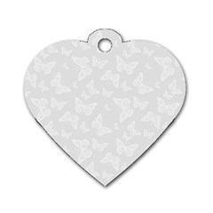 Wedding White Butterfly Print Dog Tag Heart (two Sides) by SpinnyChairDesigns