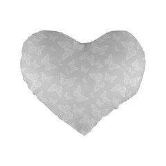 Wedding White Butterfly Print Standard 16  Premium Flano Heart Shape Cushions by SpinnyChairDesigns