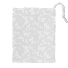 Wedding White Butterfly Print Drawstring Pouch (5xl) by SpinnyChairDesigns