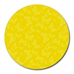 Lemon Yellow Butterfly Print Round Mousepads by SpinnyChairDesigns