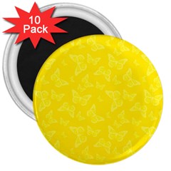 Lemon Yellow Butterfly Print 3  Magnets (10 Pack)  by SpinnyChairDesigns