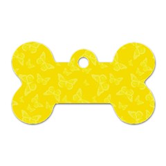 Lemon Yellow Butterfly Print Dog Tag Bone (two Sides) by SpinnyChairDesigns