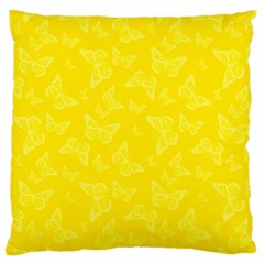 Lemon Yellow Butterfly Print Large Cushion Case (two Sides) by SpinnyChairDesigns