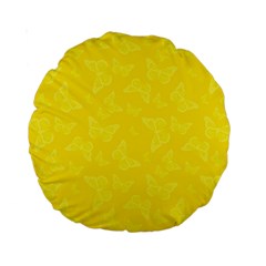 Lemon Yellow Butterfly Print Standard 15  Premium Round Cushions by SpinnyChairDesigns