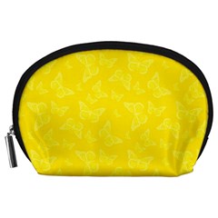 Lemon Yellow Butterfly Print Accessory Pouch (large)