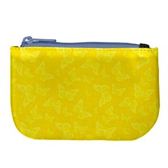 Lemon Yellow Butterfly Print Large Coin Purse by SpinnyChairDesigns