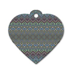 Boho Sweetheart Pattern Dog Tag Heart (two Sides) by SpinnyChairDesigns