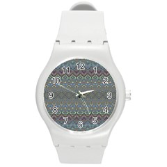 Boho Sweetheart Pattern Round Plastic Sport Watch (m) by SpinnyChairDesigns