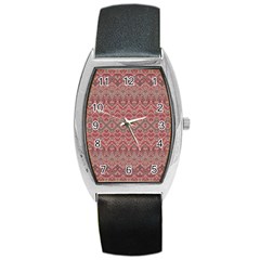 Boho Rustic Pink Barrel Style Metal Watch