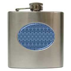 Boho Denim Blue Hip Flask (6 Oz) by SpinnyChairDesigns