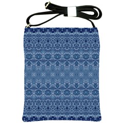 Boho Denim Blue Shoulder Sling Bag by SpinnyChairDesigns
