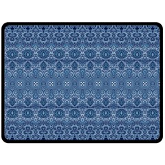 Boho Denim Blue Fleece Blanket (large)  by SpinnyChairDesigns