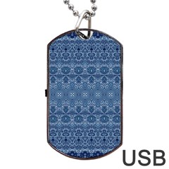 Boho Denim Blue Dog Tag Usb Flash (two Sides) by SpinnyChairDesigns