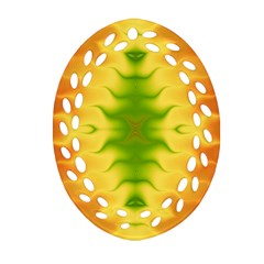 Lemon Lime Tie Dye Ornament (oval Filigree) by SpinnyChairDesigns