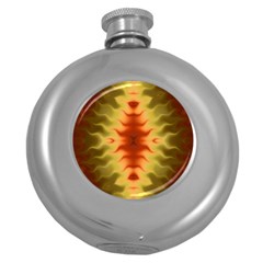 Red Gold Tie Dye Round Hip Flask (5 Oz) by SpinnyChairDesigns