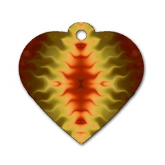 Red Gold Tie Dye Dog Tag Heart (one Side) by SpinnyChairDesigns