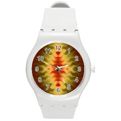 Red Gold Tie Dye Round Plastic Sport Watch (m)