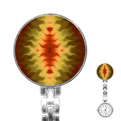 Red Gold Tie Dye Stainless Steel Nurses Watch by SpinnyChairDesigns