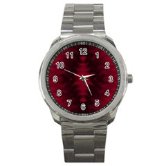 Black Red Tie Dye Pattern Sport Metal Watch