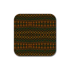 Boho Rustic Green Rubber Coaster (square)  by SpinnyChairDesigns