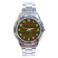 Boho Rustic Green Stainless Steel Analogue Watch by SpinnyChairDesigns