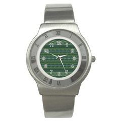 Boho Forest Green  Stainless Steel Watch by SpinnyChairDesigns