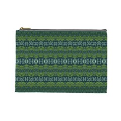 Boho Forest Green  Cosmetic Bag (large) by SpinnyChairDesigns