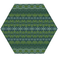Boho Forest Green  Wooden Puzzle Hexagon