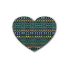 Boho Summer Green Rubber Coaster (heart)  by SpinnyChairDesigns