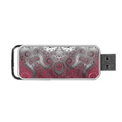 Black Pink Spirals And Swirls Portable Usb Flash (one Side) by SpinnyChairDesigns