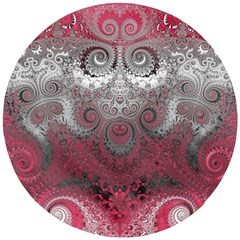 Black Pink Spirals And Swirls Wooden Puzzle Round by SpinnyChairDesigns
