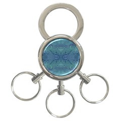 Teal Spirals And Swirls 3-ring Key Chain by SpinnyChairDesigns