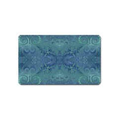 Teal Spirals And Swirls Magnet (name Card) by SpinnyChairDesigns