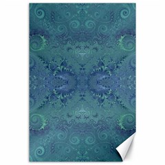 Teal Spirals And Swirls Canvas 24  X 36  by SpinnyChairDesigns