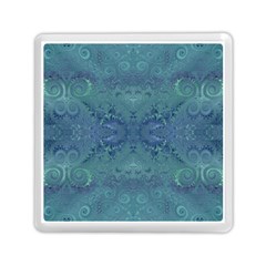 Teal Spirals And Swirls Memory Card Reader (square) by SpinnyChairDesigns