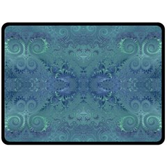 Teal Spirals And Swirls Double Sided Fleece Blanket (large)  by SpinnyChairDesigns