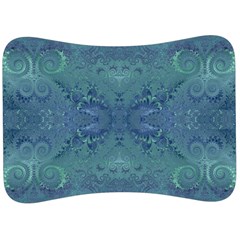 Teal Spirals And Swirls Velour Seat Head Rest Cushion by SpinnyChairDesigns