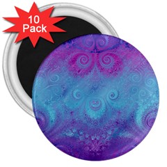 Purple Blue Swirls And Spirals 3  Magnets (10 Pack) 