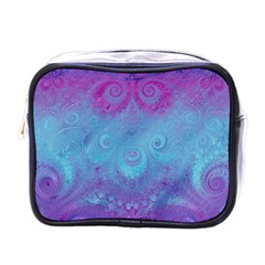 Purple Blue Swirls And Spirals Mini Toiletries Bag (one Side) by SpinnyChairDesigns
